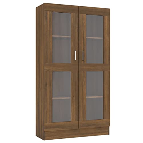vidaXL Vitrinenschrank, Vitrine für Schlafzimmer Wohnzimmer Büro, Sideboard mit viel Stauraum, Highboard Schrank Beistellschrank, Braun Eiche-Optik Holzwerkstoff vidaXL Vitrinenschrank, Vitrine für Schlafzimmer Wohnzimmer Büro, Sideboard mit viel Stauraum, Highboard Schrank Beistellschrank, Braun Eiche-Optik Holzwerkstoff von vidaXL