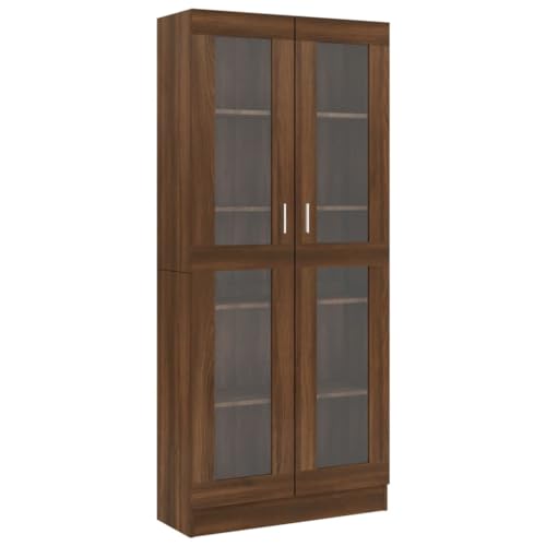 vidaXL Vitrinenschrank Braun Eiche 82,5x30,5x185,5 cm Holzwerkstoff von vidaXL