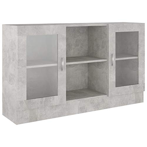 vidaXL Vitrinenschrank Sideboard Kommode Anrichte Vitrine Schrank Beistellschrank Mehrzweckschrank Standschrank Betongrau 120x30,5x70cm Holzwerkstoff von vidaXL