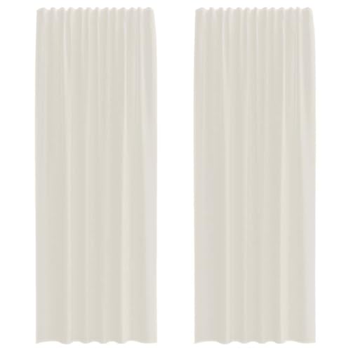 vidaXL Voile Vorhänge mit Stangentaschen 2 STK. Creme, Gardine, transparenter Vorhang, Fenster-Voile, Fensterdekoration, transparenter Voile-Vorhang von vidaXL