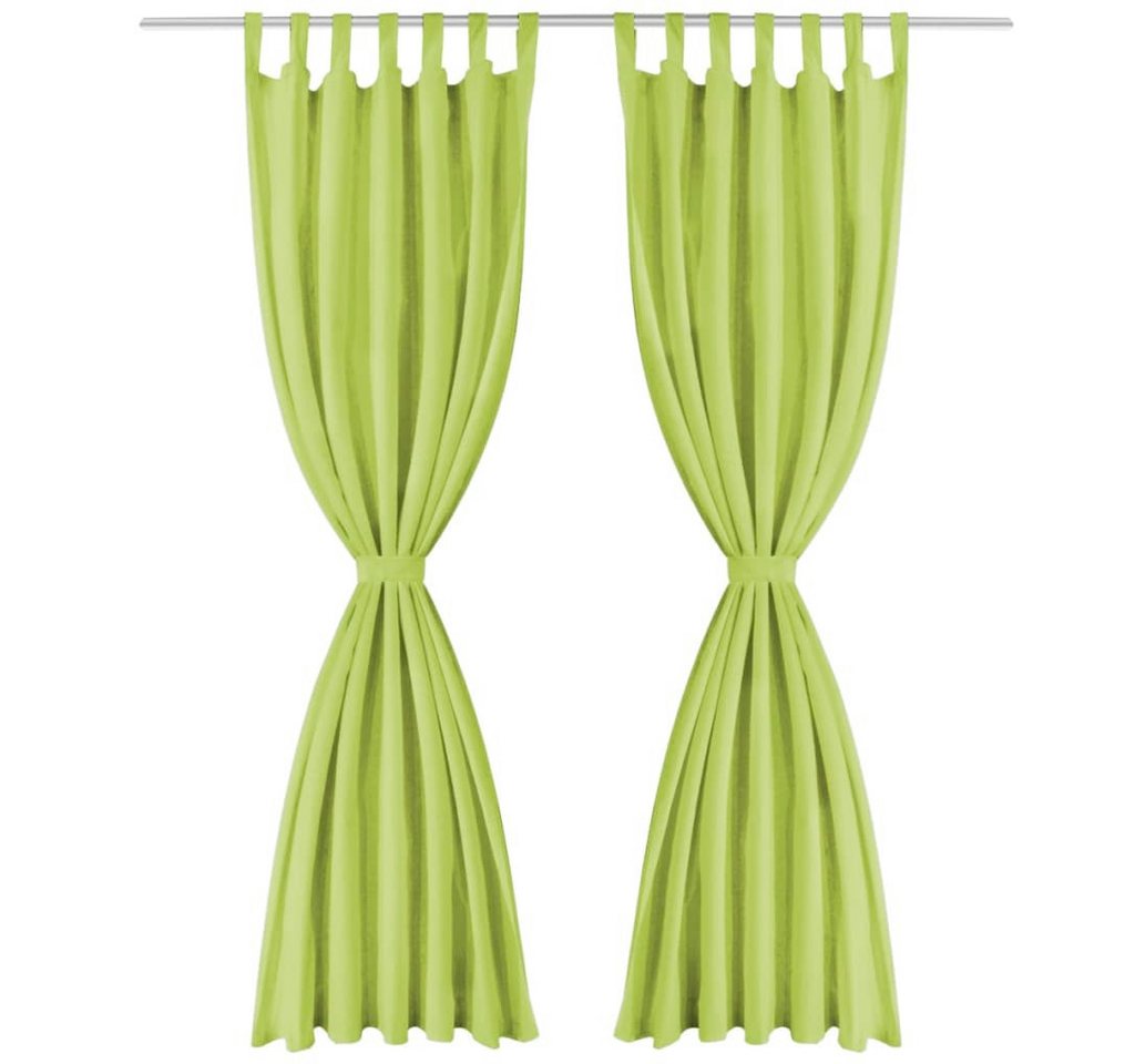 vidaXL Vorhang, Vorhänge Mikro-Satin 2 Stk. mit Schlaufen 140×225 cm Grün von vidaXL