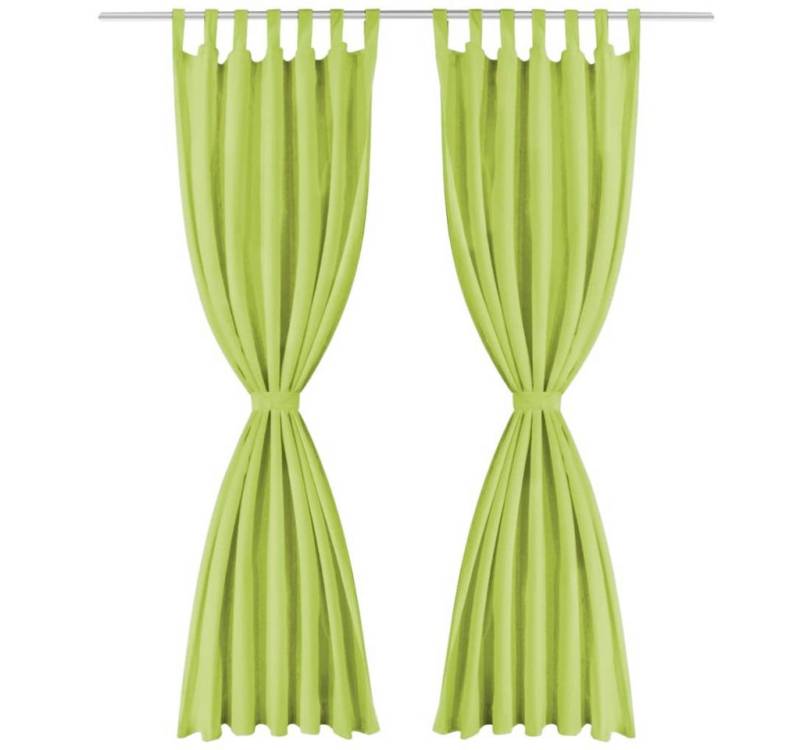 vidaXL Vorhang, Vorhänge Mikro-Satin 2 Stk. mit Schlaufen 140×225 cm Grün von vidaXL