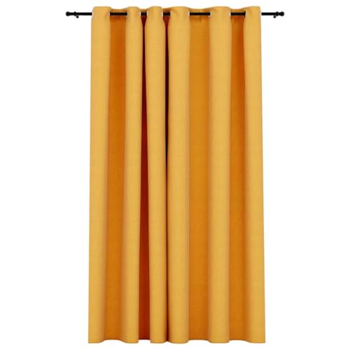 vidaXL Vorhang Verdunkelung mit Ösen Leinenoptik Verdunkelungsvorhang Kräuselband Thermo Gardine Blickdicht Thermovorhang Gelb 290x245cm von vidaXL