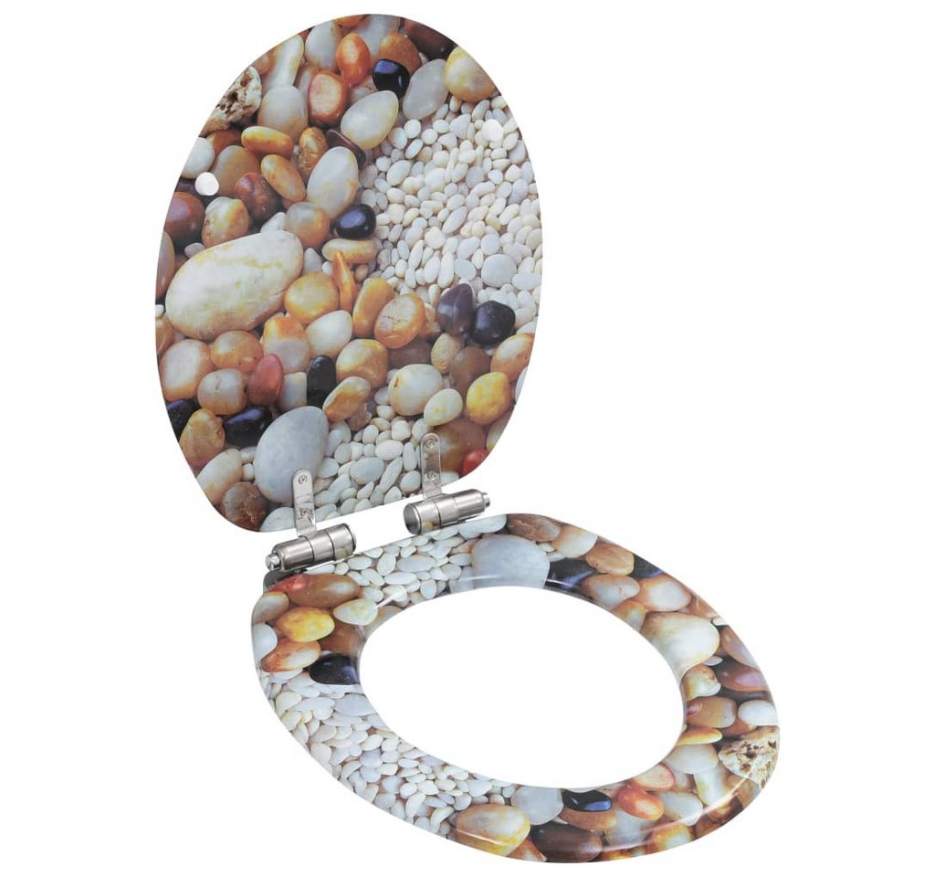 vidaXL WC-Sitz, Toilettensitze 2 Stk. Soft-Close-Deckel MDF Kiesel-Design von vidaXL