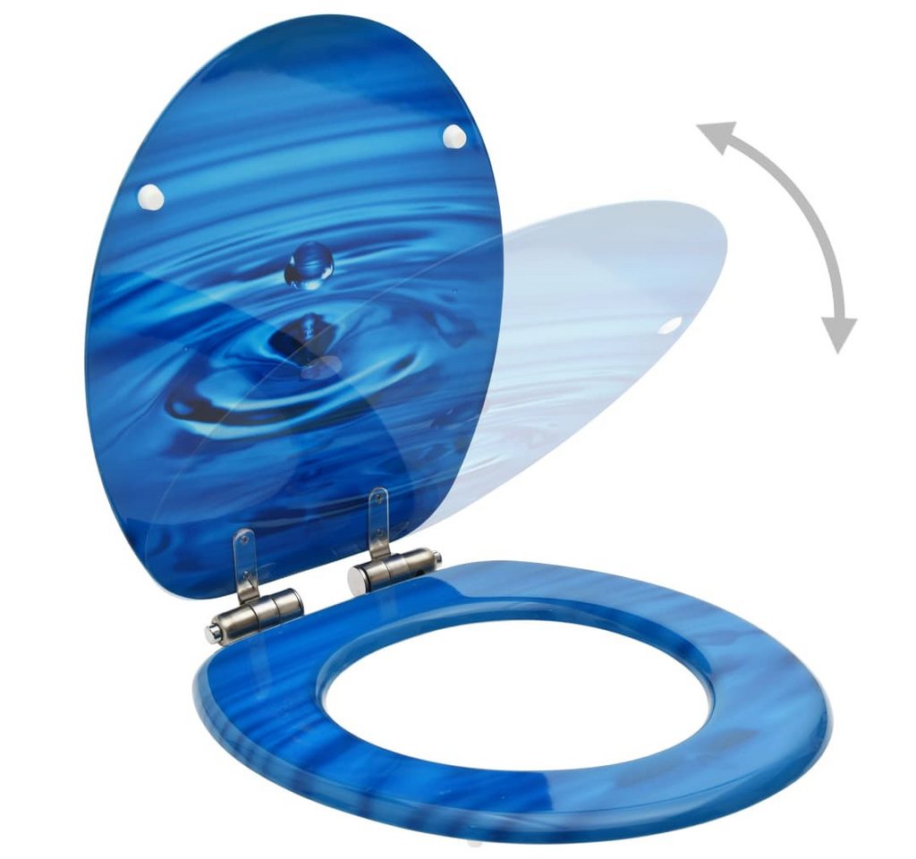 vidaXL WC-Sitz, Toilettensitze Soft-Close-Deckel 2 Stk. MDF Blau Wassertropfen von vidaXL