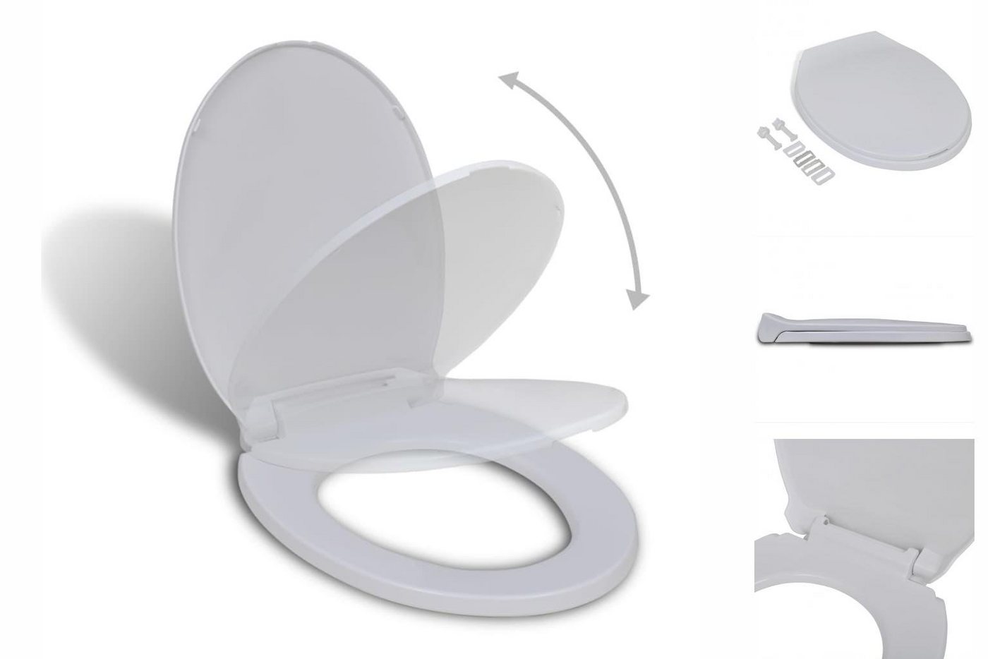 vidaXL WC-Sitz Toilettensitz mit Absenkautomatik Weiß Oval Scharnier von vidaXL