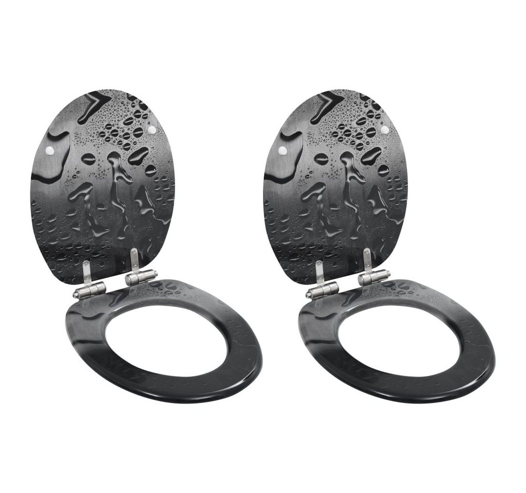 vidaXL WC-Sitz Toilettensitze 2 Stk. Soft-Close-Deckel MDF Wassertropfendesign (2-St) von vidaXL