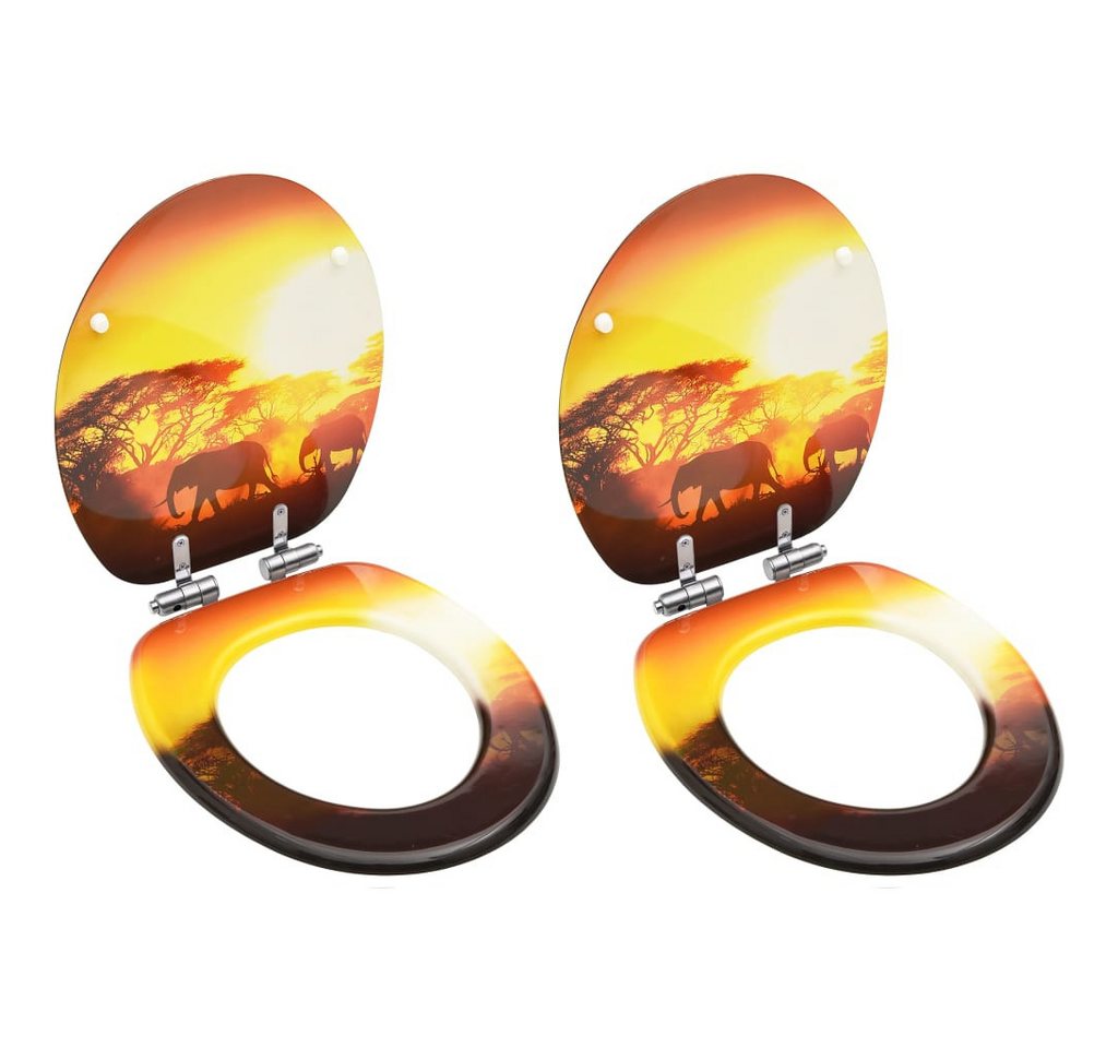 vidaXL WC-Sitz Toilettensitze mit Soft-Close-Deckel 2 Stk. MDF Savanne-Design (2-St) von vidaXL