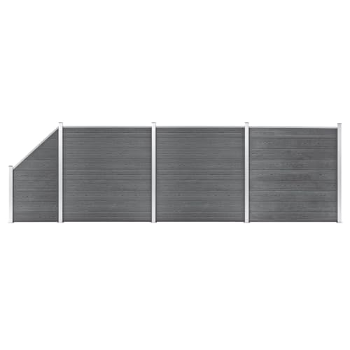 vidaXL WPC Zaun Set 3 Quadrate 1 Schräge Sichtschutzzaun Lamellenzaun Gartenzaun Windschutz Sichtschutz Zaun Steckzaun Systemzaun Garten 619x186cm Grau von vidaXL