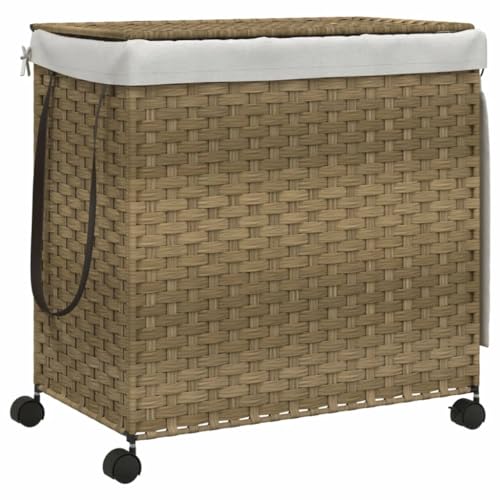 vidaXL Wäschekorb, Wäschesammler mit Rollen Deckel, Klappbar Wäschebox mit 3 Fächern Innentasche, Wäschetruhe Wäschetonne, 60x35x60,5cm Rattan vidaXL Wäschekorb, Wäschesammler mit Rollen Deckel, Klappbar Wäschebox mit 3 Fächern Innentasche, Wäschetruhe Wäschetonne, 60x35x60,5cm Rattan von vidaXL