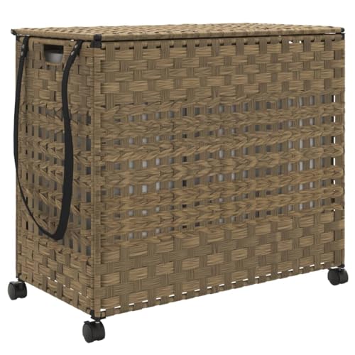 vidaXL Wäschekorb, Wäschesammler mit Rollen Deckel, Klappbar Wäschebox mit 3 Fächern Innentasche, Wäschetruhe Wäschetonne, 66x35x60cm Rattan vidaXL Wäschekorb, Wäschesammler mit Rollen Deckel, Klappbar Wäschebox mit 3 Fächern Innentasche, Wäschetruhe Wäschetonne, 66x35x60cm Rattan von vidaXL