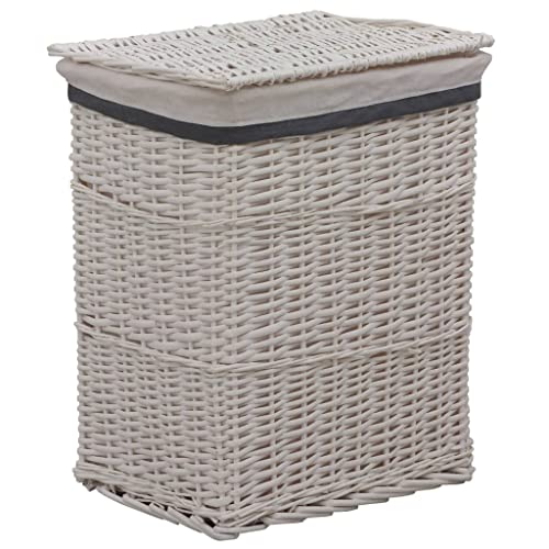 vidaXL Wäschekorb Wäschebox Wäschetruhe Wäschetonne Wäschesammler Weidenkorb Korb Box Wäscheständer Wäschebehälter Weiß Weidengeflecht von vidaXL