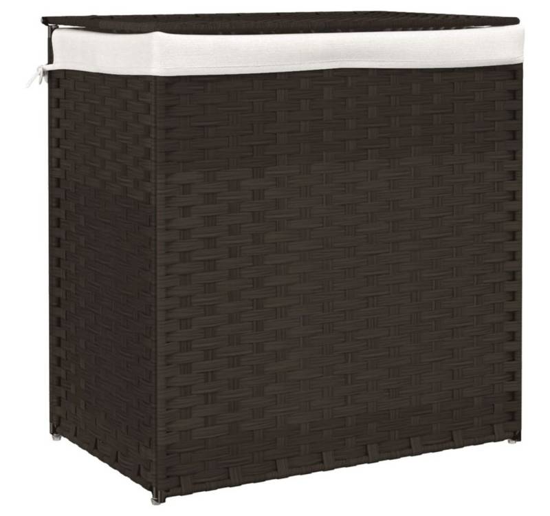 vidaXL Wäschekorb Wäschekorb mit 2 Fächern Dunkelbraun 53x35x57 cm Poly Rattan (1 St) von vidaXL