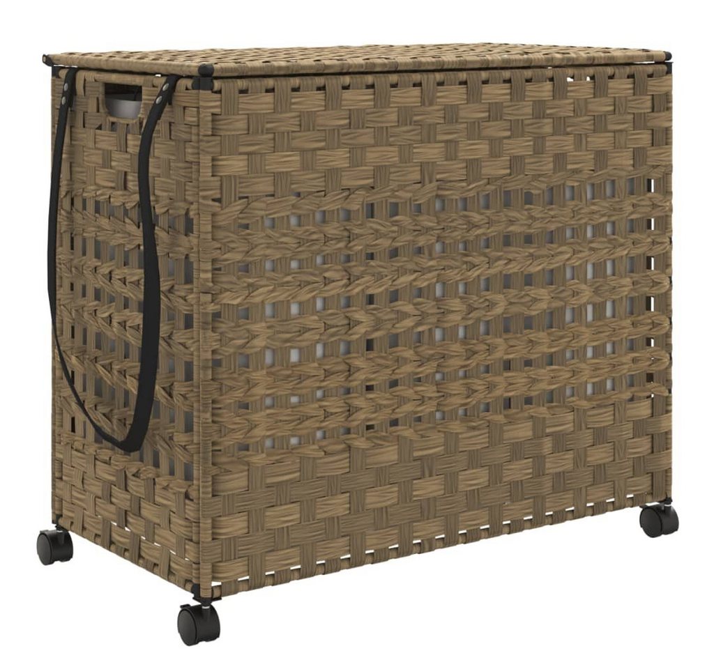 vidaXL Wäschekorb Wäschekorb mit Rollen 66x35x60 cm Rattan (1 St) von vidaXL