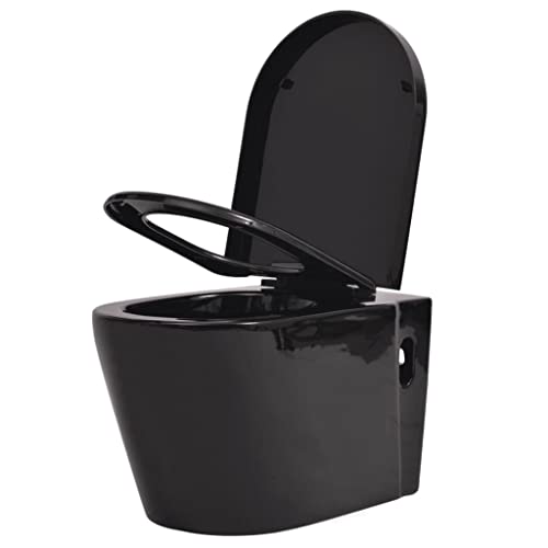 vidaXL Wand Hänge WC Keramik Softclose Sitz Absenkautomatik Schwarz Toilette vidaXL Wand Hänge WC Keramik Softclose Sitz Absenkautomatik Schwarz Toilette von vidaXL