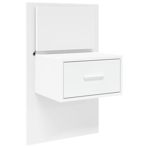 vidaXL Wand Nachttisch, Nachtschrank mit LED-Leuchten, Nachtkommode Nachtkonsole Hängend für Schlafzimmer, Wandregal Wandboard, Weiß von vidaXL