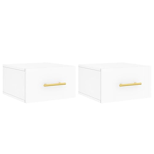 vidaXL Wand Nachttisch 2 STK., Nachtschrank mit reichlich Stauraum, Hängend Nachtkommode Nachtkonsole, Wandschublade Wandregal für Schlafzimmer, Weiß vidaXL Wand Nachttisch 2 STK., Nachtschrank mit reichlich Stauraum, Hängend Nachtkommode Nachtkonsole, Wandschublade Wandregal für Schlafzimmer, Weiß von vidaXL