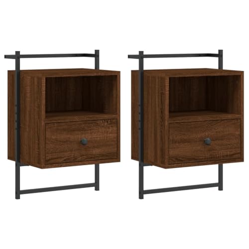 vidaXL Wand Nachttisch 2 STK., Schwebend Nachtschrank mit viel Stauraum, Wandmontage Nachtkommode Nachtkonsole, Wandregal Schlafzimmer, Braun Eiche Holzwerkstoff vidaXL Wand Nachttisch 2 STK., Schwebend Nachtschrank mit viel Stauraum, Wandmontage Nachtkommode Nachtkonsole, Wandregal Schlafzimmer, Braun Eiche Holzwerkstoff von vidaXL