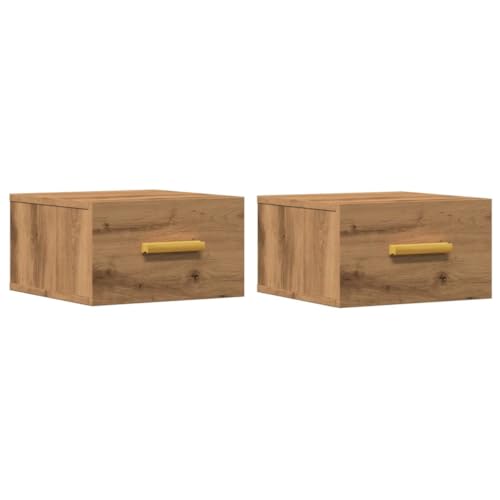 vidaXL Wand-Nachttische 2 STK. Artisan-Eiche 35x35x20 cm, schwebender Nachttisch, Nachttisch, Nachtschrank, Wand-Nachtschrank, Wandschrank von vidaXL