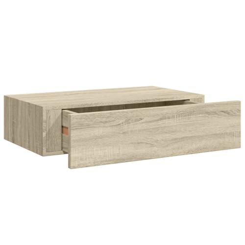 vidaXL Wand Schubladenregal Wandschublade Schweberegal Hängeregal Wandschrank Wandboard Wandregal mit Schublade Eichenoptik 40x23,5x10cm MDF von vidaXL
