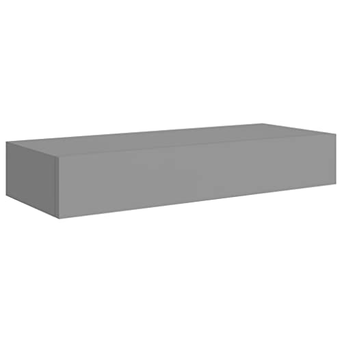 vidaXL Wand Schubladenregal Wandschublade Schweberegal Hängeregal Wandschrank Wandboard Wandregal mit Schublade Grau 60x23,5x10cm MDF von vidaXL