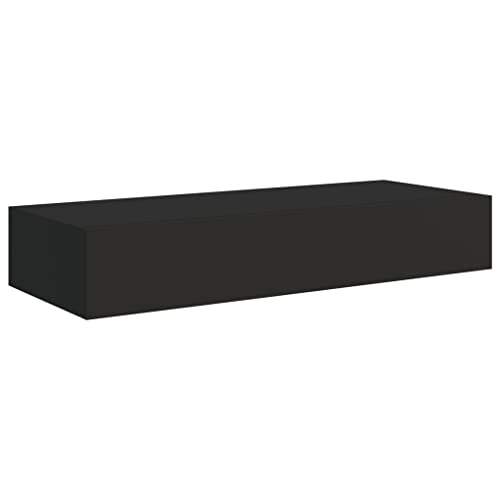 vidaXL Wand Schubladenregal Wandschublade Schweberegal Hängeregal Wandschrank Wandboard Wandregal mit Schublade Schwarz 60x23,5x10cm MDF von vidaXL