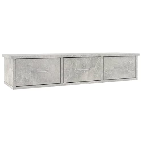 vidaXL Wand Schubladenregal mit 3 Schubladen Wandregal Wandschrank Hängeschrank Wandgarderobe Hängeregal Betongrau 88x26x18,5cm Holzwerkstoff vidaXL Wand Schubladenregal mit 3 Schubladen Wandregal Wandschrank Hängeschrank Wandgarderobe Hängeregal Betongrau 88x26x18,5cm Holzwerkstoff von vidaXL