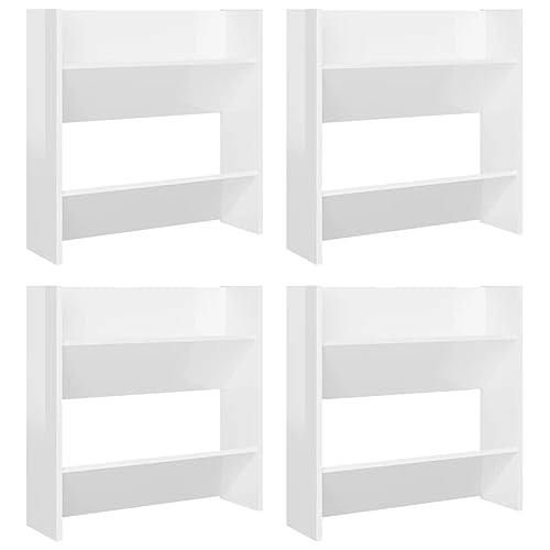 vidaXL 4X Wand Schuhschrank Schuhregal Schuhablage Regal Schrank Schuhständer Wandregal Hängeschrank Schuhaufbewahrung Hochglanz-Weiß 60x18x60cm Holzwerkstoff von vidaXL