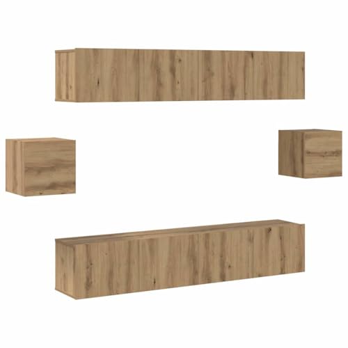 vidaXL Wand-TV-Cabinet Set aus Artisan Eichenholz und MDF, 80 x 30 x 30 cm, mit 4 großen Einheiten, Matte braune Oberfläche vidaXL Wand-TV-Cabinet Set aus Artisan Eichenholz und MDF, 80 x 30 x 30 cm, mit 4 großen Einheiten, Matte braune Oberfläche von vidaXL