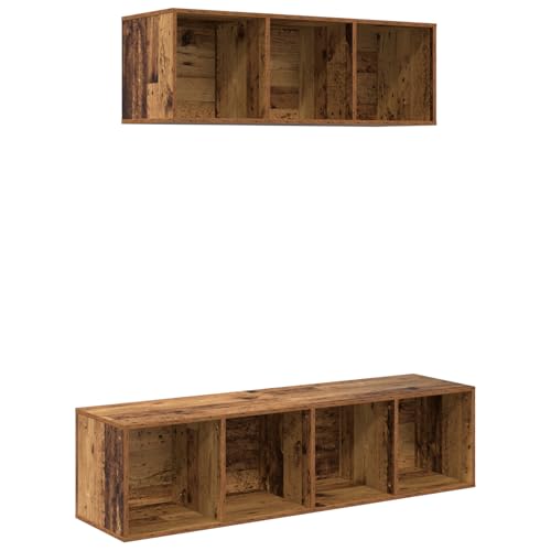 vidaXL Wand-TV-Schrank Set aus altmodischem Holzwerkstoff, 37 x 142,5 cm. Modulares Design in Braun – platzsparend und modern. von vidaXL
