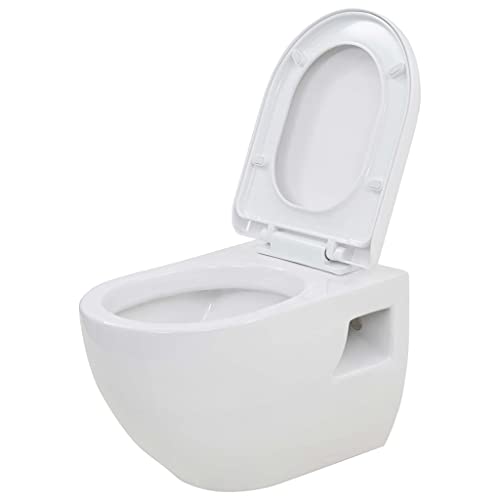 vidaXL Wand WC Keramik Weiß Absenkautomatik Softclose WC-Sitz Hänge Toilette von vidaXL