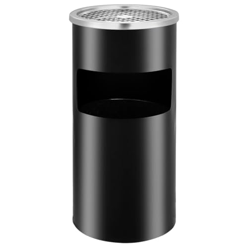 vidaXL Wandaschenbecher Wandmontage Aschenbecher Wandascher Ascher Aschenbecher Mülleimer Abfalleimer Müllbehälter Mülltrenner Stahl 26L Schwarz von vidaXL