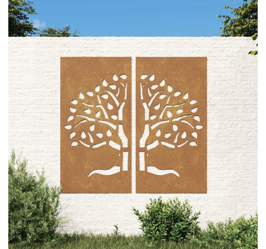 vidaXL Wandbild 2-tlg. Garten-Wanddeko 105x155 cm Cortenstahl Baum-Design von vidaXL