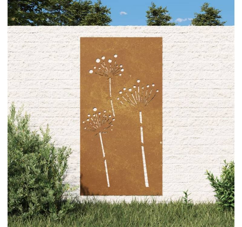 vidaXL Wandbild Garten-Wanddeko 105x55 cm Cortenstahl Blumen-Design von vidaXL