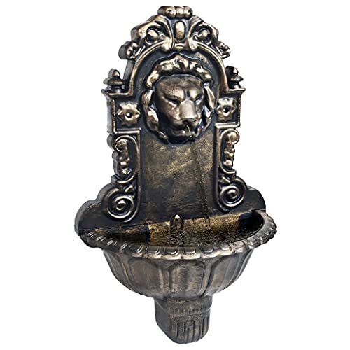 vidaXL Wandbrunnen mit Wasserpumpe Löwenkopf Design Zimmerbrunnen Wasserspiel Dekobrunnen Springbrunnen Wasserfall Zierbrunnen Brunnen Bronze von vidaXL