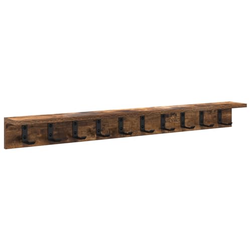 vidaXL Wandgarderobe 100x10,5x10,5 cm aus geräucherter Eiche mit Haken & Regalen. Moderner Stil, ideal für den Innenbereich. Perfekt als Eingangs-Organizer in Braun. von vidaXL