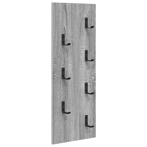 vidaXL Wandgarderobe aus Holz Sonoma grau 30 x 1,5 x 80 cm Modernes Design, leicht zu reinigen, mit robusten Haken - Ideal um Platz zu sparen und den Eingangsbereich ordentlich zu halten. von vidaXL