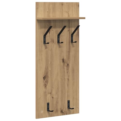 vidaXL Wandgarderobe aus Holzoptik in Artisan-Eiche, 90 x 40 x 10 cm, modern in Braun, mit Haken und Regalen für deinen Flur oder Eingangsbereich. von vidaXL