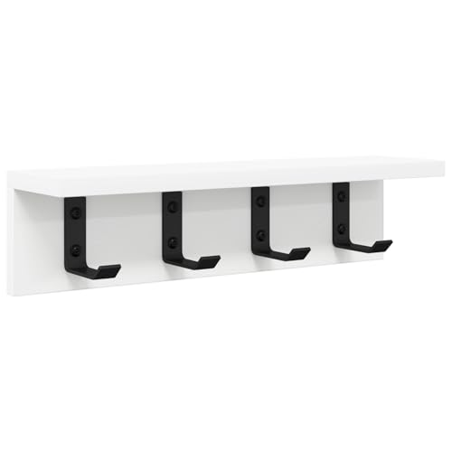 vidaXL Wandhaken mit Regal in Weiß, 40 x 10,5 x 10,5 cm - Moderner Holzorganizer für den Eingangsbereich mit Haken. Perfekt für die Aufbewahrung im Flur und für das städtische Leben. vidaXL Wandhaken mit Regal in Weiß, 40 x 10,5 x 10,5 cm - Moderner Holzorganizer für den Eingangsbereich mit Haken. Perfekt für die Aufbewahrung im Flur und für das städtische Leben. von vidaXL
