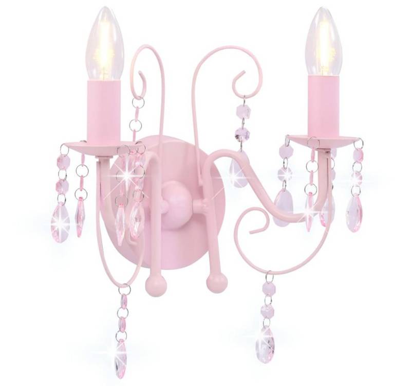 vidaXL Wandleuchte Wandleuchte mit Perlen Rosa 2 E14-Fassungen Kronleuchter Wandlampe von vidaXL