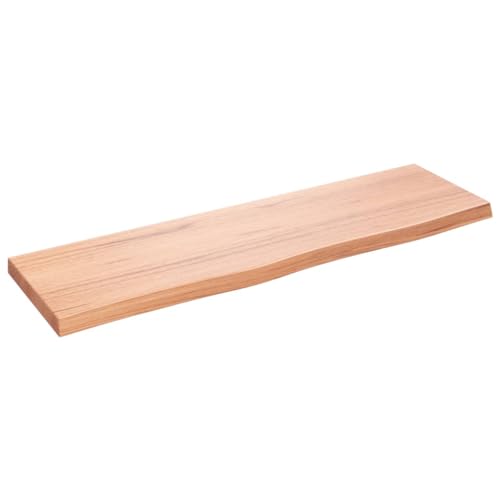 vidaXL Wandregal, Holzregal Regal Handgefertigt mit Baumkante, Wandboard Regalbrett Deko, Bücherregal Hängeregal, Hellbraun 100x30x(2-4) cm Massivholz Eiche Behandelt von vidaXL