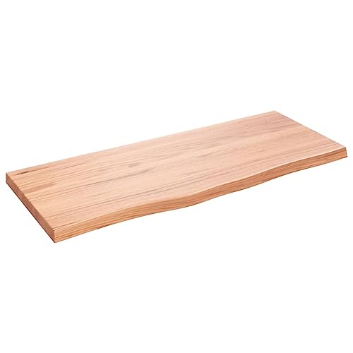 vidaXL Wandregal, Holzregal Regal Handgefertigt mit Baumkante, Wandboard Regalbrett Deko, Bücherregal Hängeregal, Hellbraun 100x40x(2-4) cm Massivholz Eiche Behandelt von vidaXL