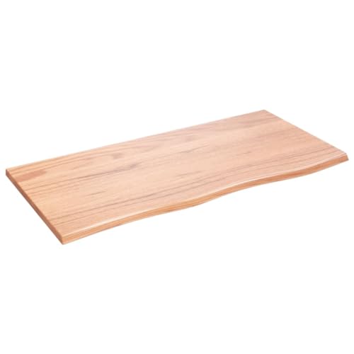 vidaXL Wandregal, Holzregal Regal Handgefertigt mit Baumkante, Wandboard Regalbrett Deko, Bücherregal Hängeregal, Hellbraun 100x50x2cm Massivholz Eiche Behandelt von vidaXL