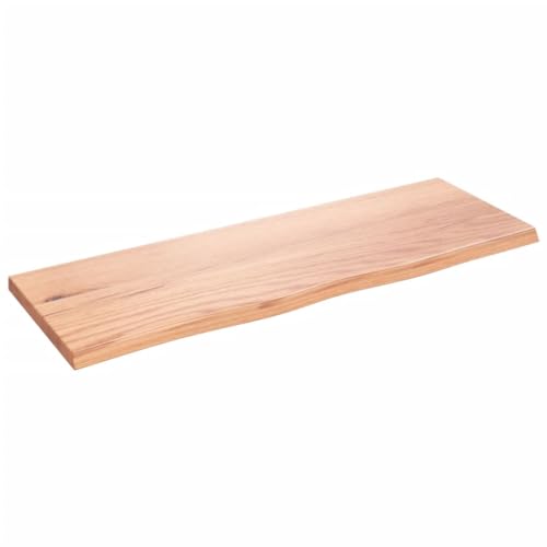 vidaXL Wandregal, Holzregal Regal Handgefertigt mit Baumkante, Wandboard Regalbrett Deko, Bücherregal Hängeregal, Hellbraun 80x30x2cm Massivholz Eiche Behandelt von vidaXL