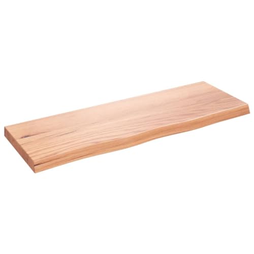 vidaXL Wandregal, Holzregal Regal Handgefertigt mit Baumkante, Wandboard Regalbrett Deko, Bücherregal Hängeregal, Hellbraun 80x30x(2-4) cm Massivholz Eiche Behandelt von vidaXL