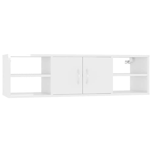 vidaXL Wandregal Hängeregal Wandboard Schweberegal Dekoregal Bücherregal CD Regal Wandschrank Hängeschrank Hochglanz-Weiß 102x30x29cm Holzwerkstoff von vidaXL