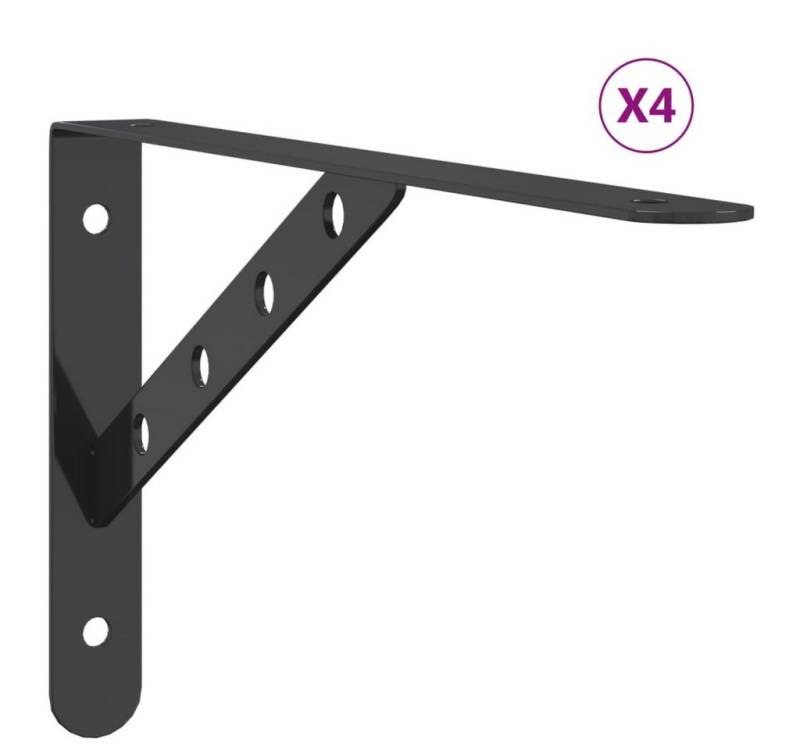 vidaXL Wandregal Regalträger 4 Stk 30x2,5x15,5 cm Schwarz Edelstahl von vidaXL