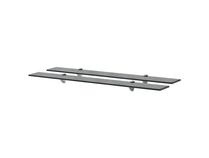 vidaXL Wandregal Schweberegal Wandboard Hängeregal Wandablage Wandregal 2 Stk Glas 90x2, schwarz von vidaXL