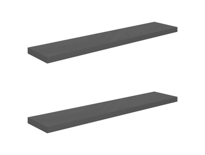 vidaXL Wandregal Schweberegal Wandboard Hängeregal Wandablage Wandregal 2 Stk Hochglanz, grau von vidaXL