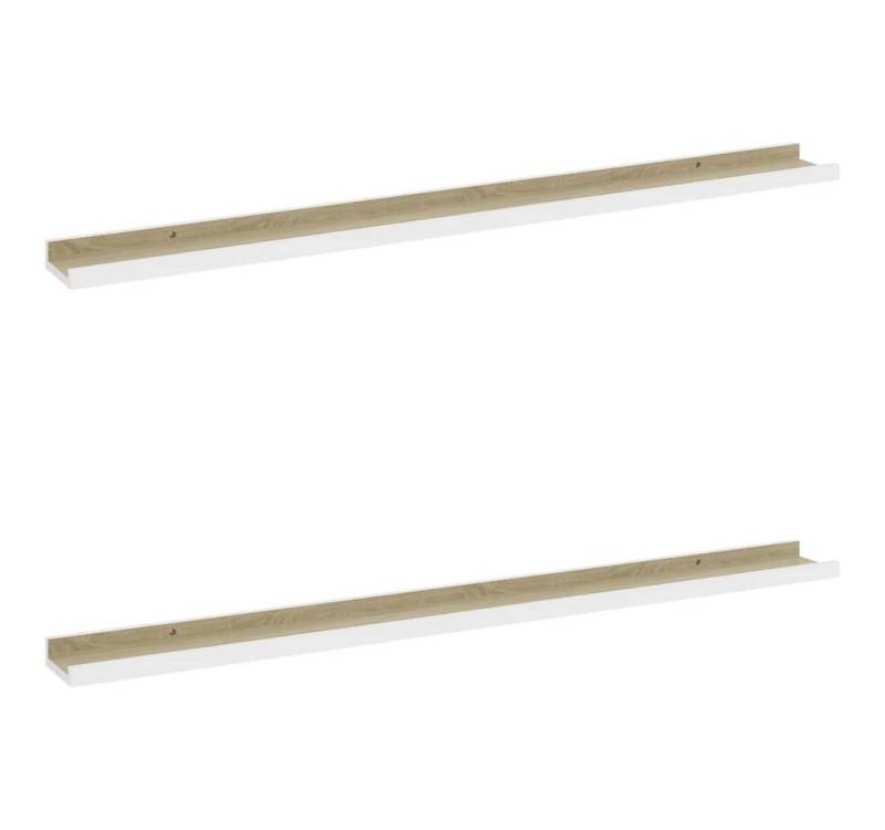 vidaXL Wandregal Wandregale 2 Stk Weiß und Sonoma Eiche 100x9x3 cm von vidaXL